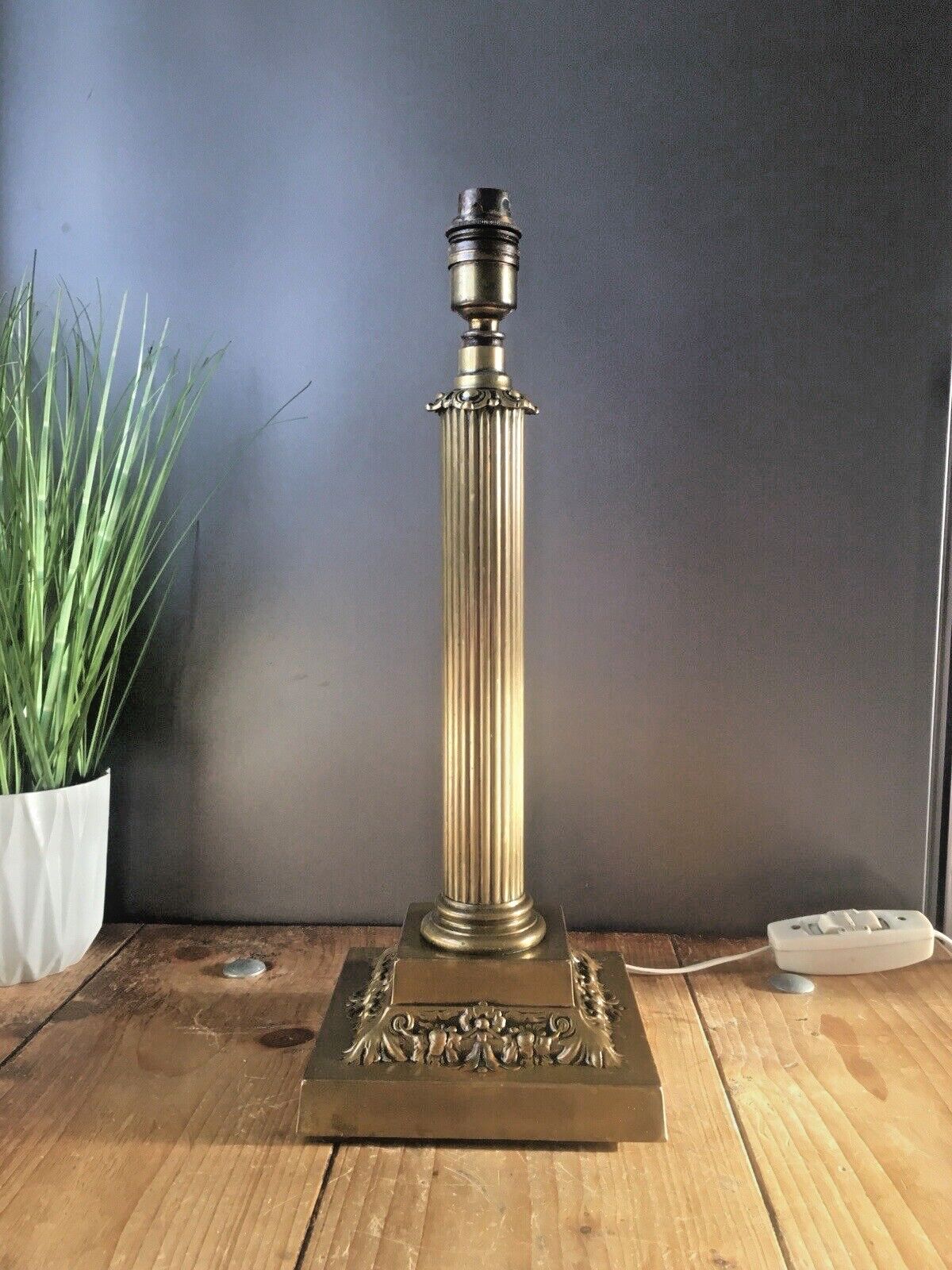 Antique 20s Large Corinthian Column Table Lamp Acanthus Leaf Grand Country House photo furniture