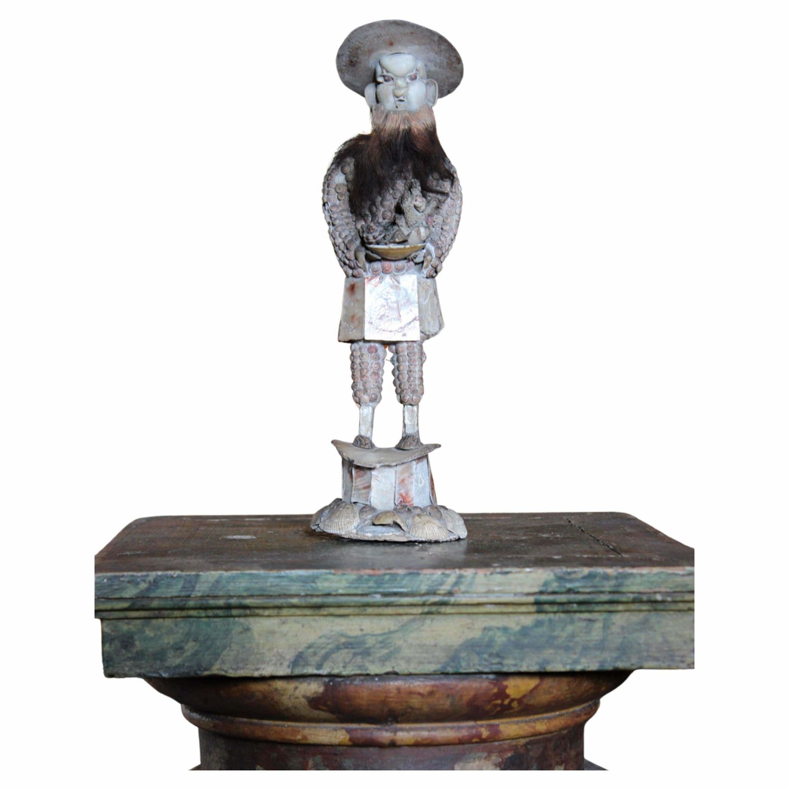Early 19th C George III Folk Art Shell Work China Man Sailor Maritime Naval