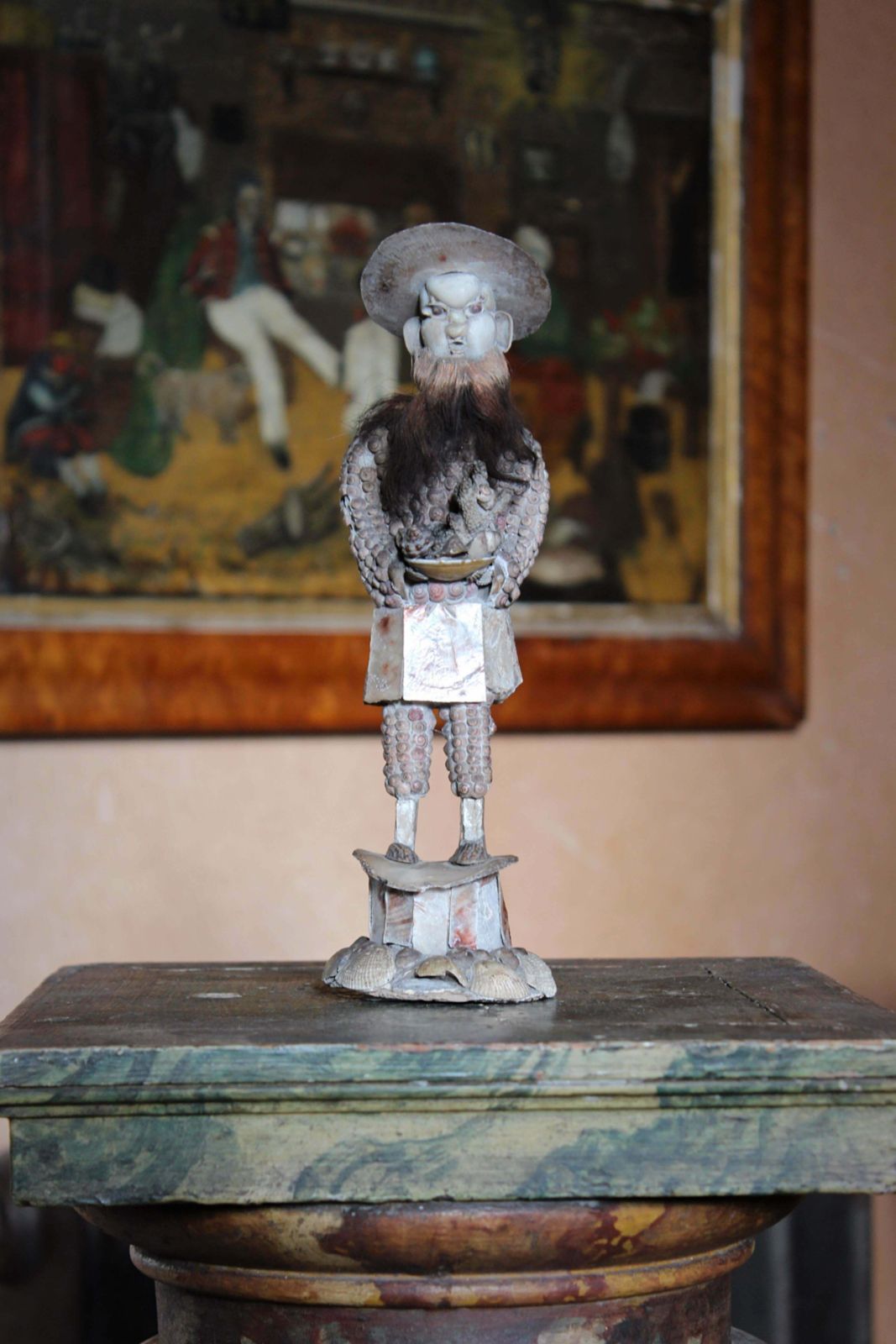 Home Decor Early 19th C George III Folk Art Shell Work China Man Sailor Maritime Naval photo