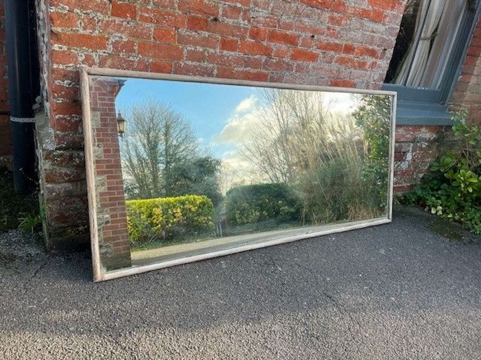 A Superb Large Antique French 19th C Painted Plain Bistro Mirror. photo vinterior