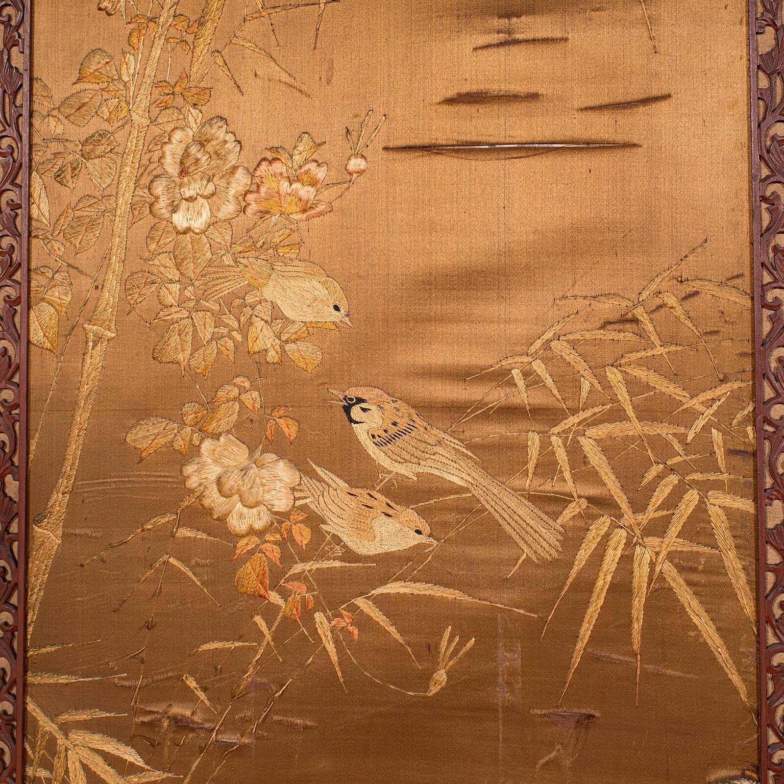 Antique Photographic Prop Screen, Japanese, Silk Cotton, Room Divider, Victorian photo 895.0