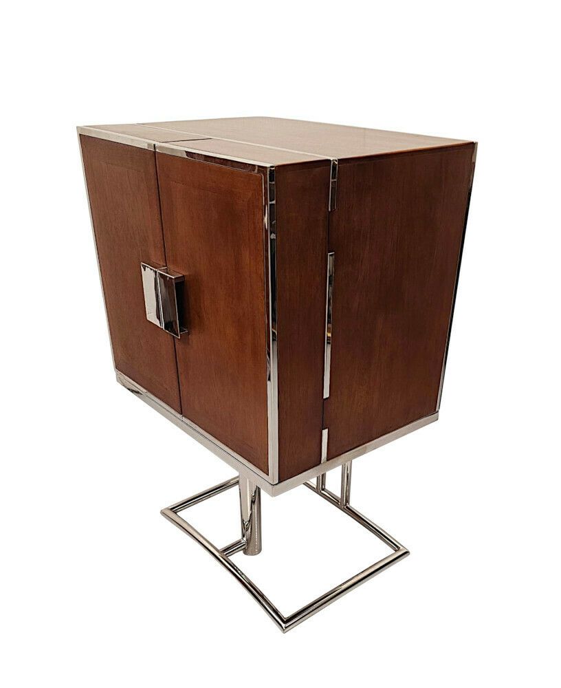 A Stunning Art Deco Design Cherrywood And Chrome Drinks Cabinet Or Bar photo furniture