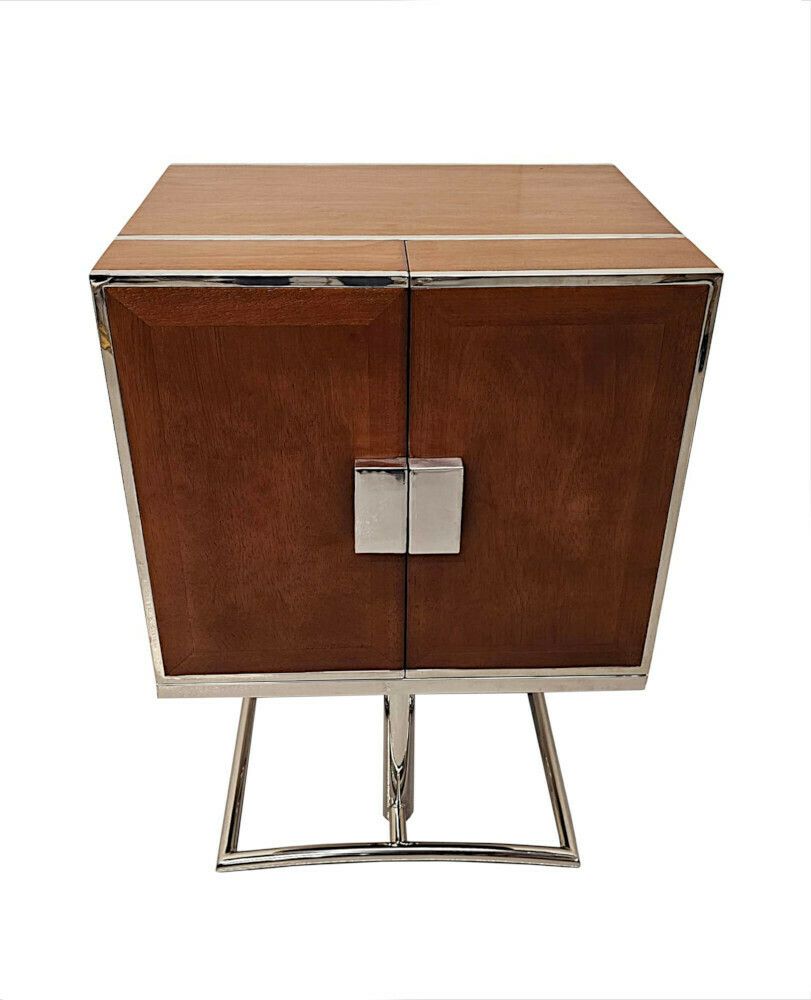 A Stunning Art Deco Design Cherrywood And Chrome Drinks Cabinet Or Bar photo Furniture