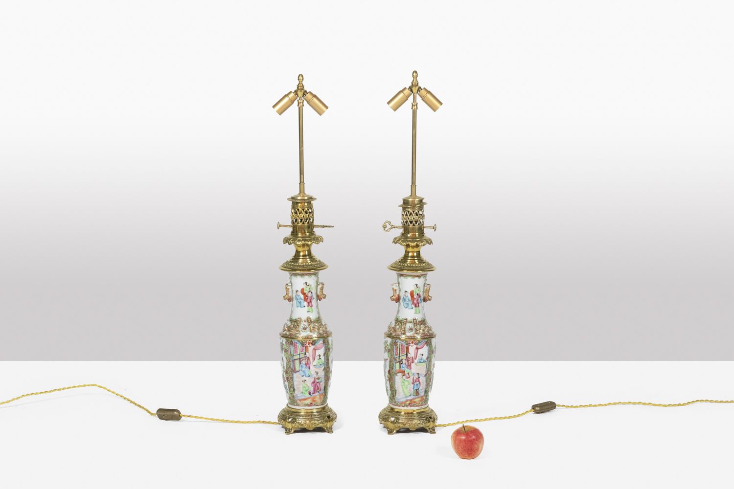 Pair Of Lamps In Canton Porcelain And Bronze. Circa 1880. photo furniture