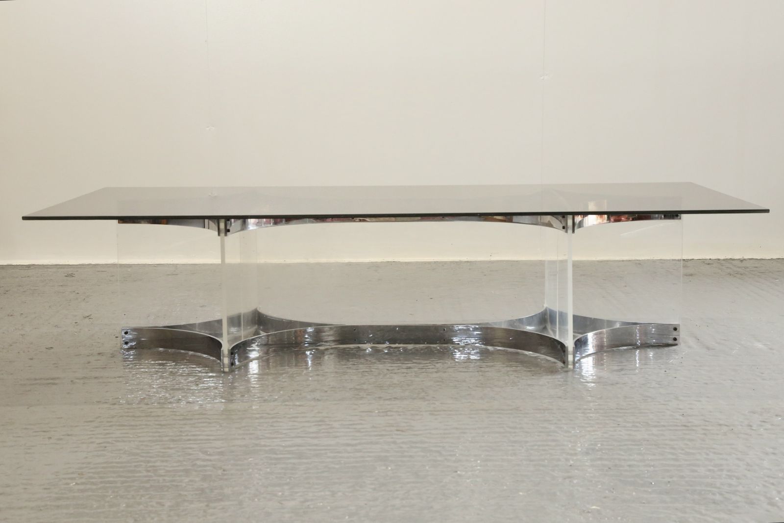 Alessandro Albrizzi, Fine Mid Century Chrome Plated Steel & Lucite Coffee Table photo furniture
