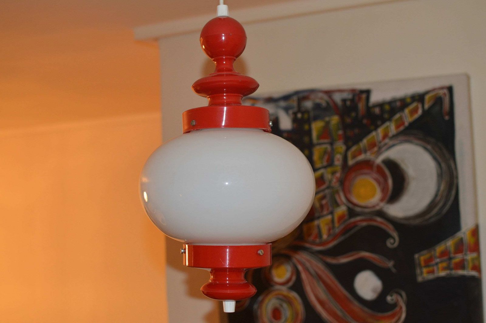 Vintage Lamp Space Age Midcentury Pop Opaline Glass photo vintage