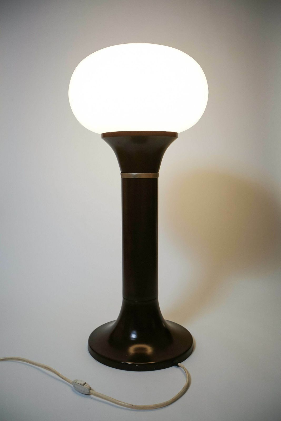 Vintage Floor Lamp By Sijaj Hrastnik, Yugoslavia, 1970 / Space Age Floor Light In Brown And White / Retro Monumental Mid Century Lighting photo for sale