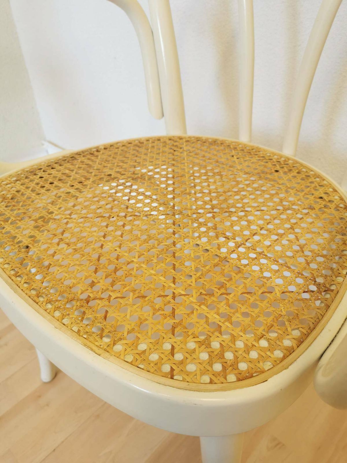 Vintage Dining White Chair In Thonet Style With Cane / Mid Century / Coffeehouse / Retro Dine Wicker Rattan Chair /Yugoslavia / Stol Kamnik photo furniture