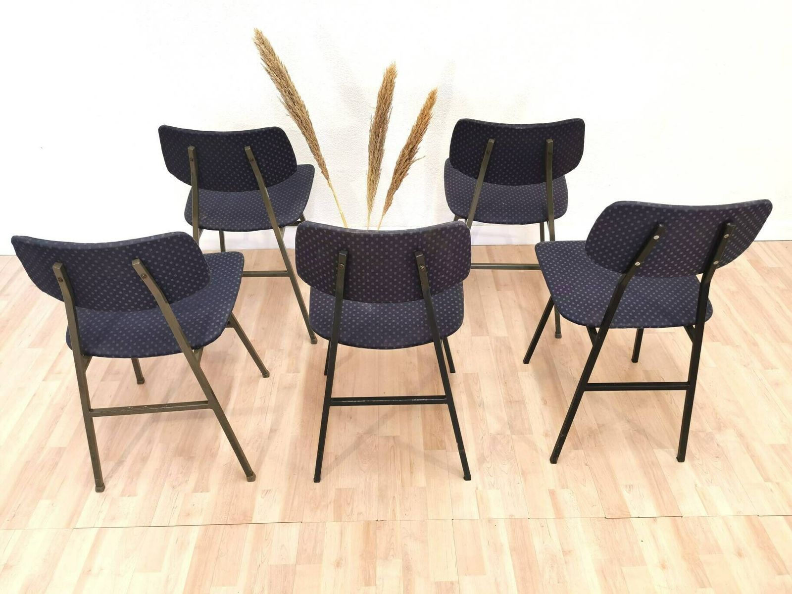 1 Of 5 Vintage Upholstered School Chair By Stol Kamnik, Yugoslavia, 1970 / Retro Wooden Dining Chairs / Mid Century Metal Base Office photo furniture