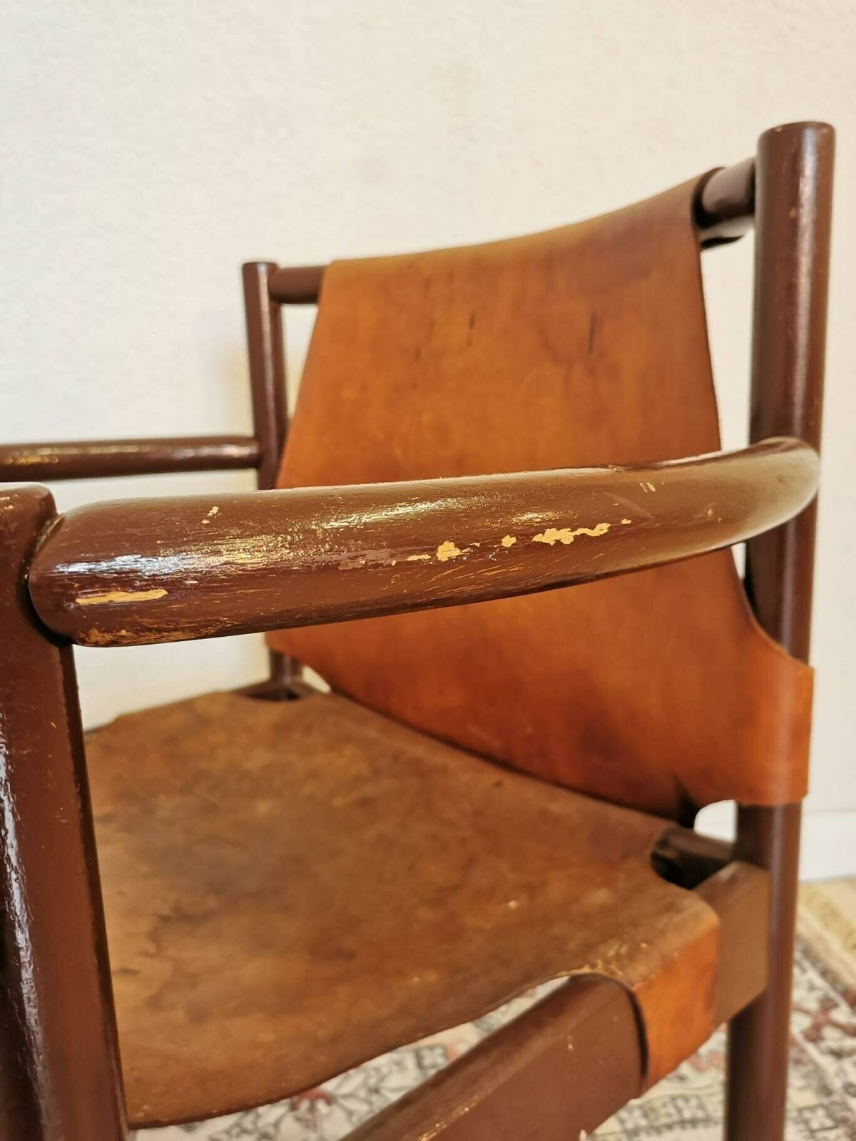 Vintage Leather Armchair / Made By Stol Kamnik In The 1960s, Yugoslavia / Mid Century Wooden Rare Chair / Statement Interior Retro / Lajovic photo 474.0