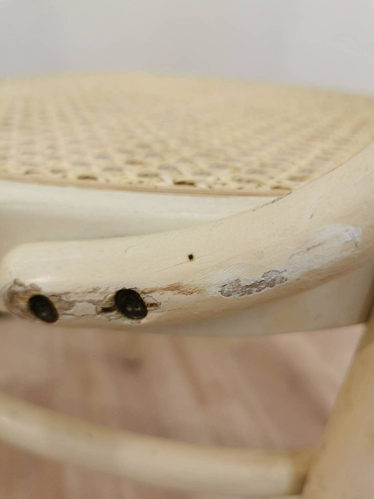 1 Of 1 Vintage Dining Chairs / Thonet / Bentwood / High Back Chair / Made In Yugoslavia / Cane / Wicker / Retro White Chair / 1970 / Rattan photo buy