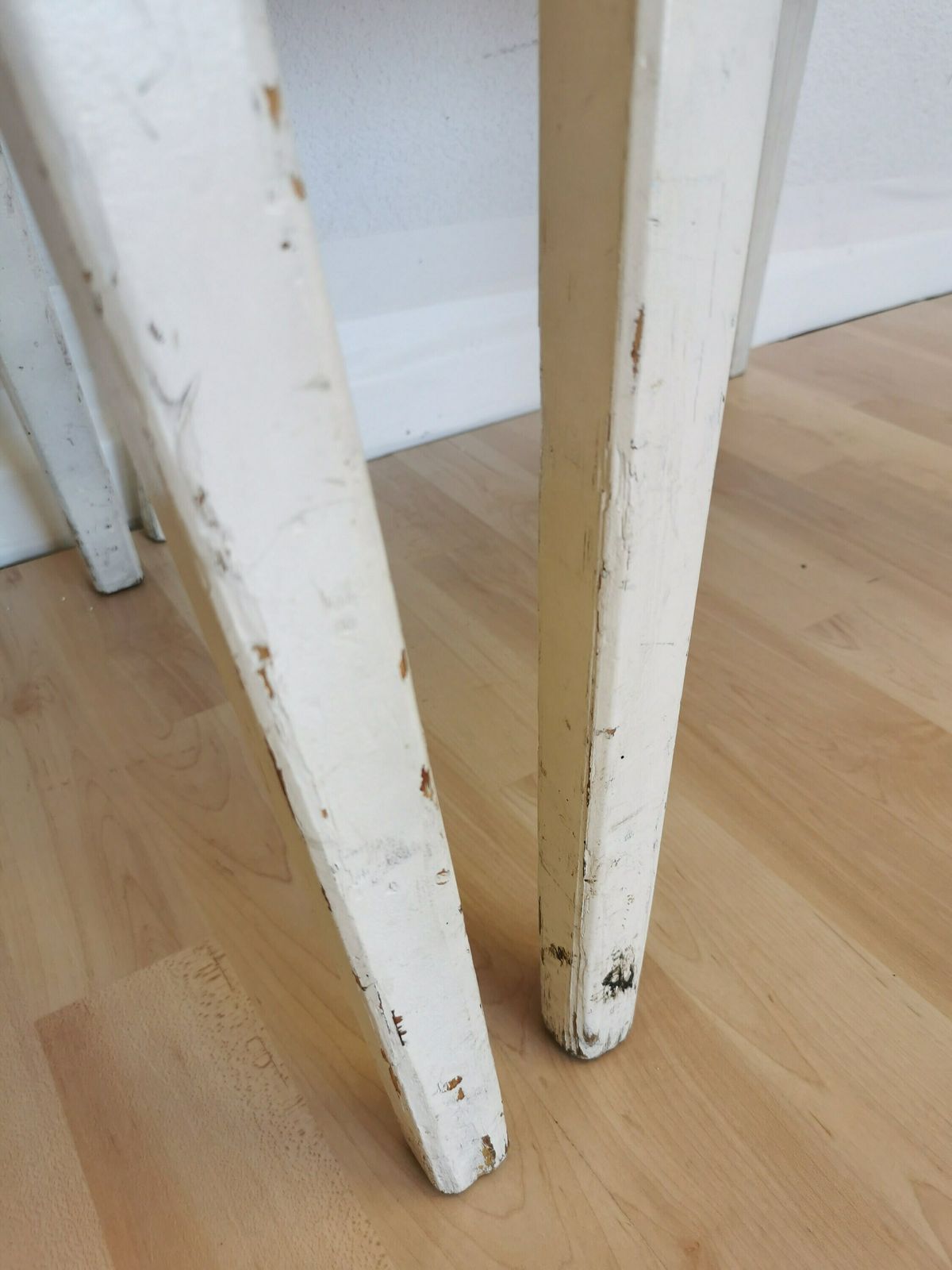 photo furniture Set Of 2 White Wooden Farmhouse Dine Chairs / Mid Century Cottage Dining Room Furniture / Countryside Cozy Massive 1970s Retro Chair