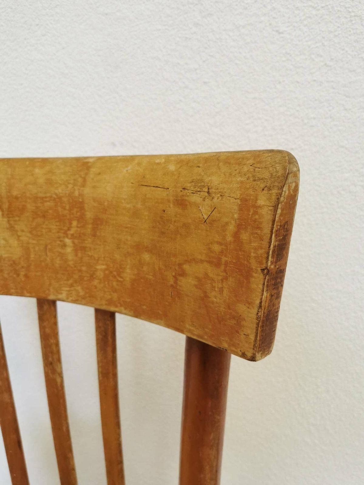 Vintage Wooden Dining Chair With Cane Seat / 1970s Yugoslavia / Mid Century Dine Chair / Wicker Chair With Patina In Boho Interior Design photo vinterior