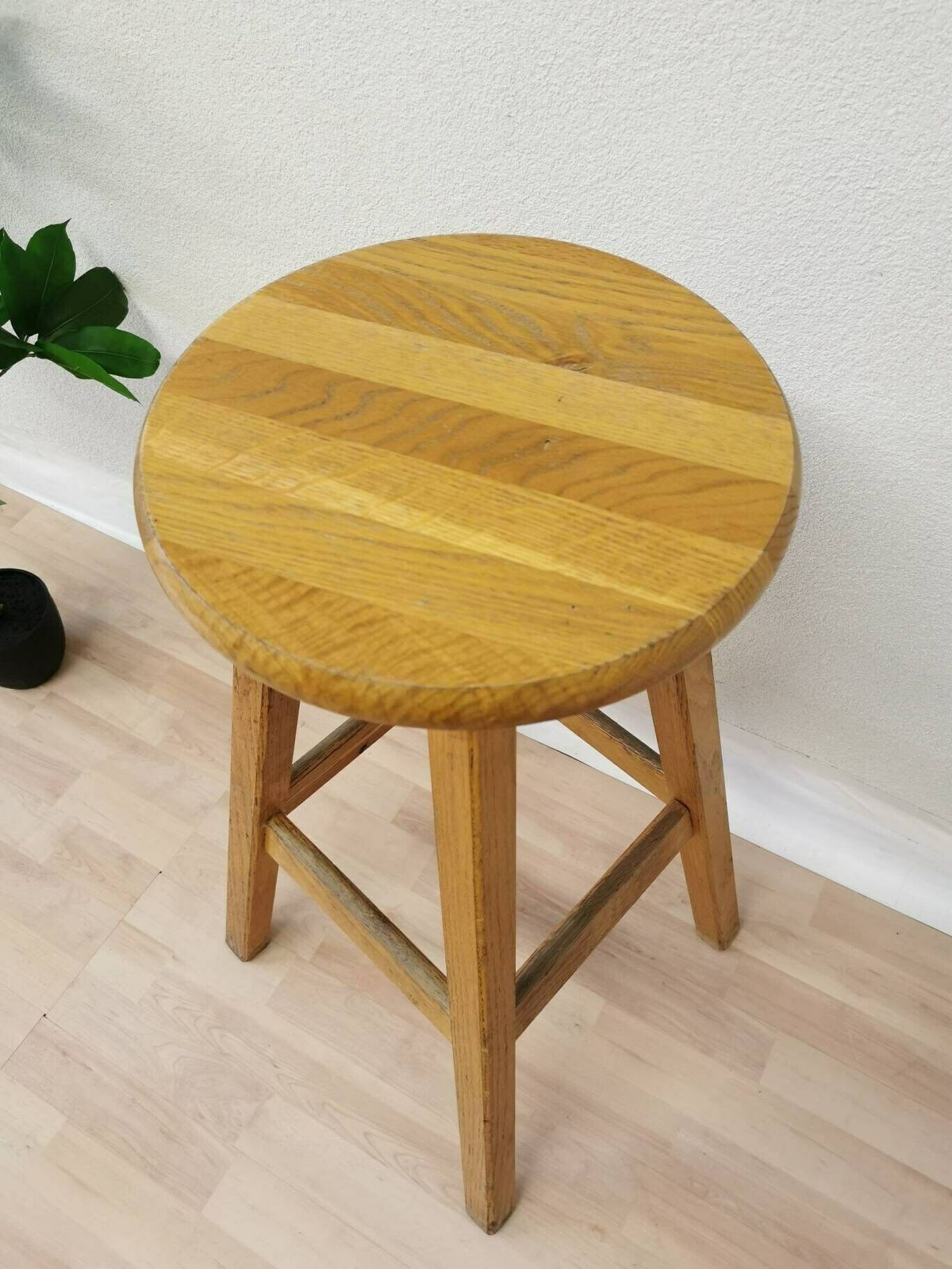 1 Of 1 Vintage Wooden Oak Bar Stools / Industrial High Chair For Kitchen Island / Made In Yugoslavia, 1980s / Minimalistic Japandi Bistro photo for sale