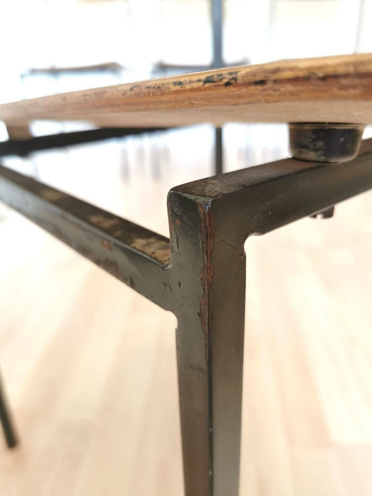 1 Of 4 Vintage Industrial Wooden Chairs / Stol Kamnik / School Chair / 1970s Yugoslavia / Designer Office Metal Chair / Bistro Restaurant photo for sale