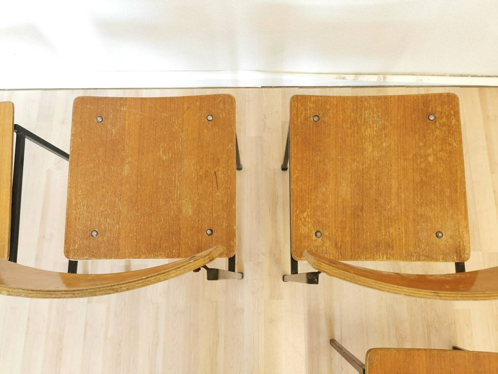 1 Of 4 Vintage Industrial Wooden Chairs / Stol Kamnik / School Chair / 1970s Yugoslavia / Designer Office Metal Chair / Bistro Restaurant photo buy