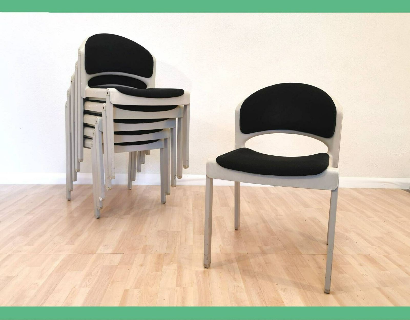 1 Of 4 Stackable Chair From Aeon Mondial / Vintage / Netherlands / 1980 / Plastic Wood Plywood / Unique / Retro Dine Chairs / Load Stack