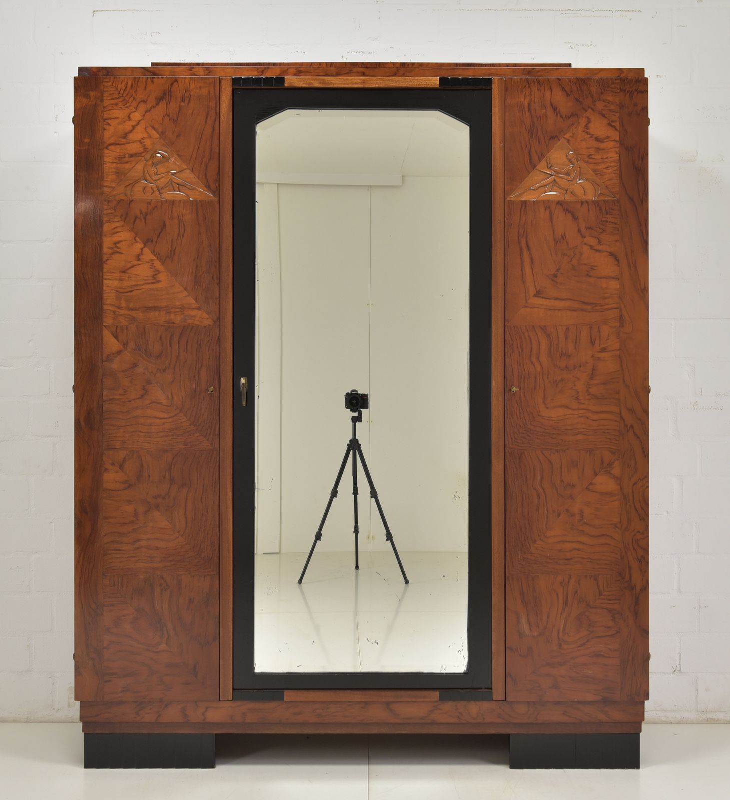 Antique! Wardrobe Restored Art Deco Around 1930 Mahogany Hall Cupboard photo furniture