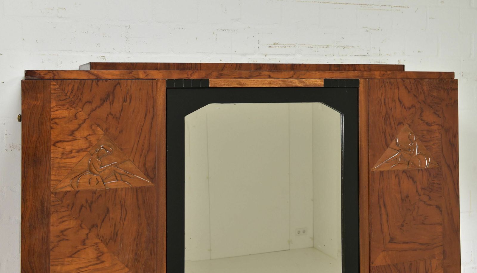 Antique! Wardrobe Restored Art Deco Around 1930 Mahogany Hall Cupboard photo vintage