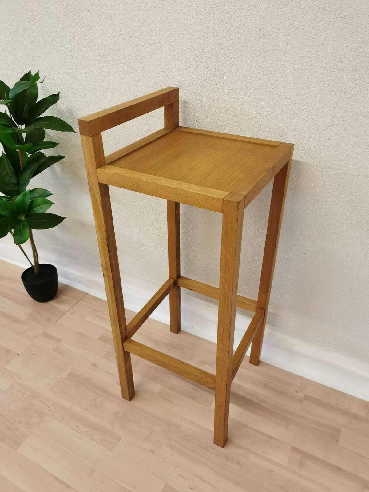 Vintage Beech Wood Bar Stool / Kitchen Island Minimalistic Square Chair / 1980s, Yugoslavia / Japandi Interior / Bar Pub Counter Stool photo buy