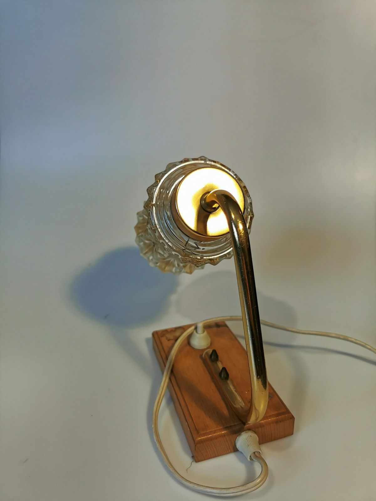 photo furniture Vintage Bedside Desk Lamp / Table Glass Light / Mid Century Lighting / Made In Yugoslavia 1970s / Wood Metal Glass / Retro