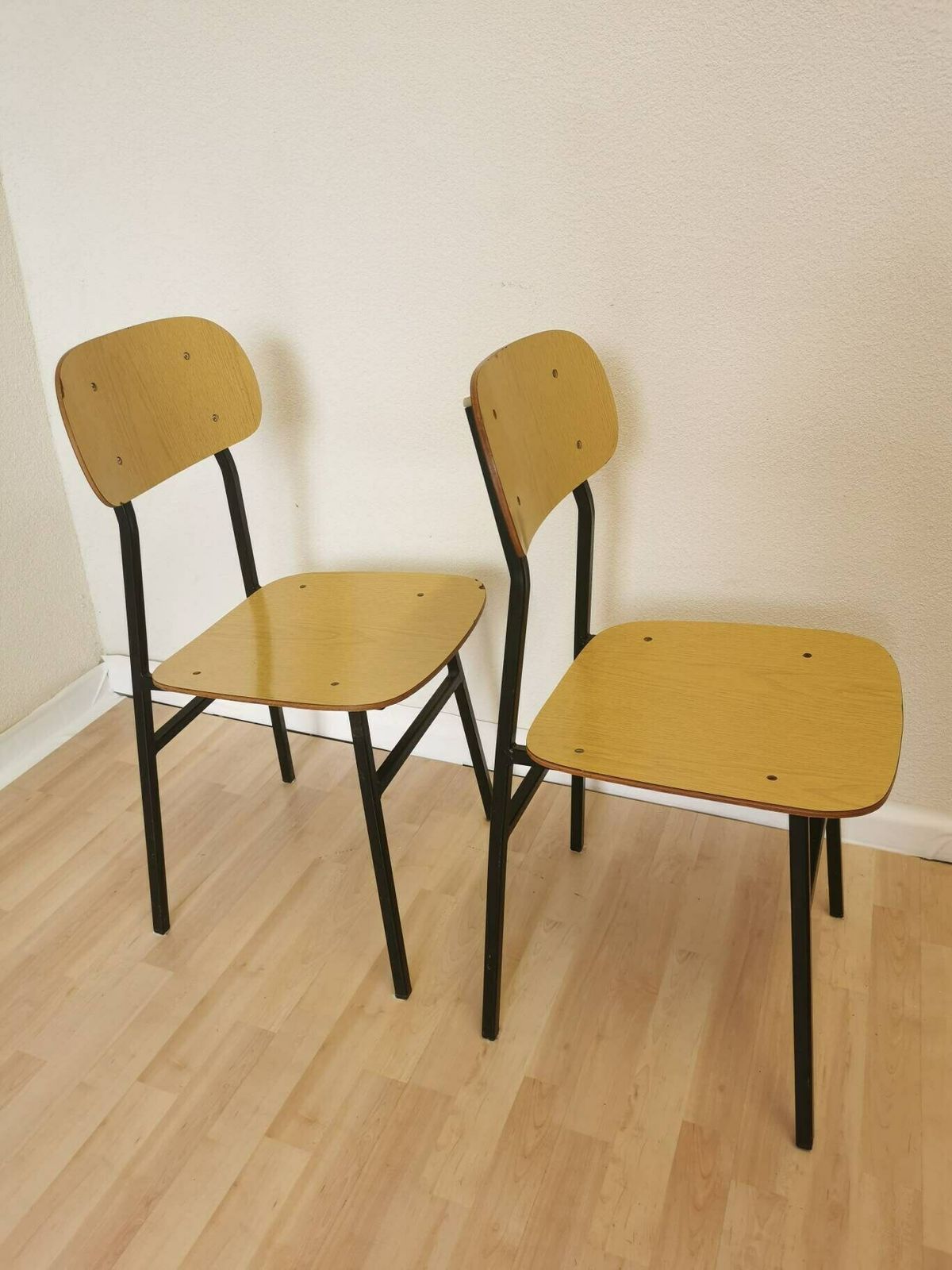 Set Of 2 Vintage School Chair By Stol Kamnik, Yugoslavia, 1970 / Wooden Dining Chair / Mid Century Chairs With Metal Base / Midcentury photo Furniture