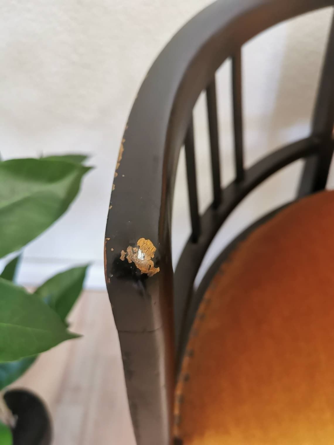 Art Nouveau Wooden Bench With Springs / 1950s / 50s / Vintage Chair Cushioned / Metal Snaps / Bentwood Technique / Art Deco / Secession photo vinterior
