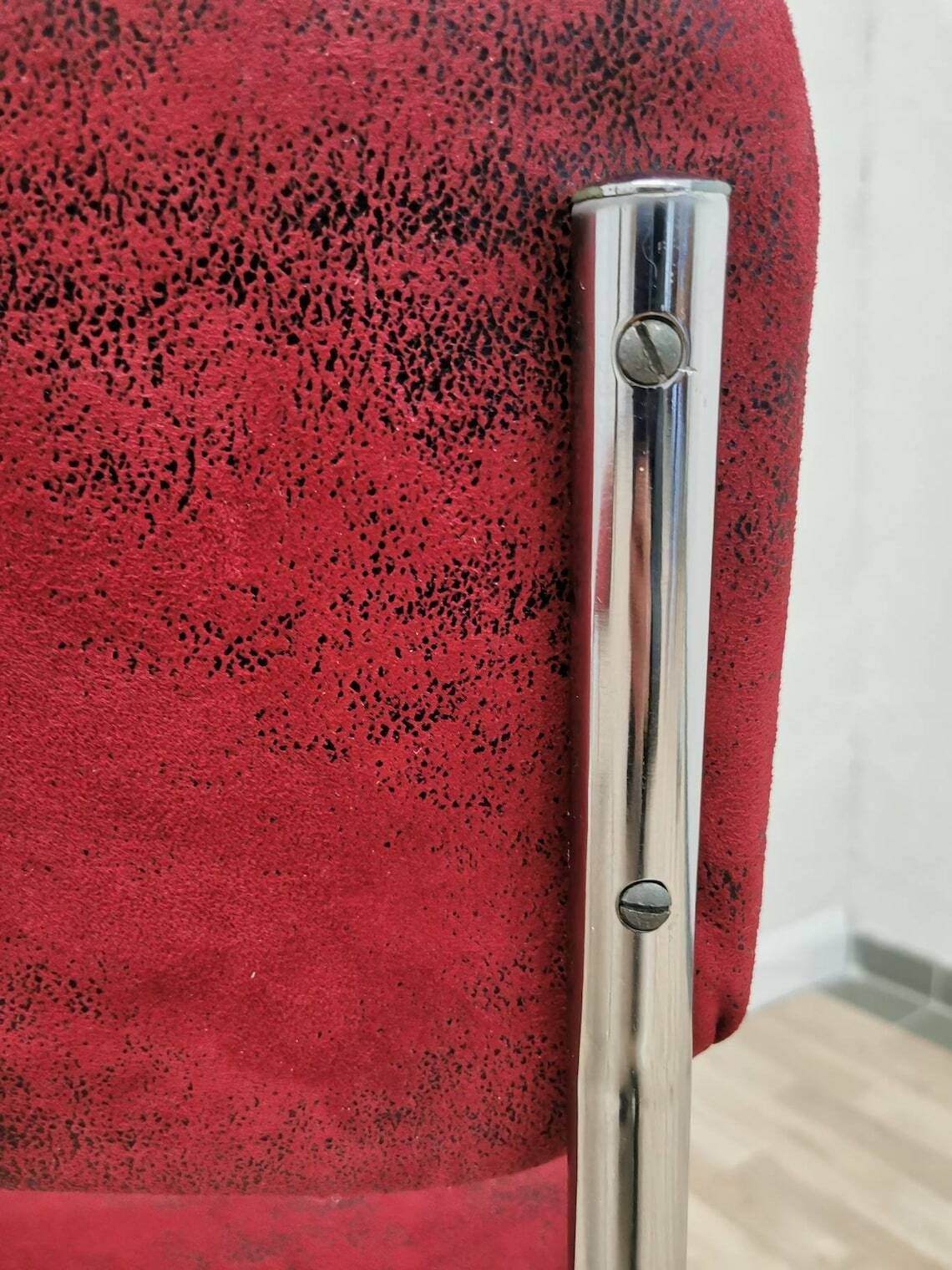 photo furniture Set Of 2 Cesca Style Chair / Upholstered With Red Fabric / Dine / Dining Chairs / Tubular Frame / Marcel Breuer / Retro Interior / 1970 Future