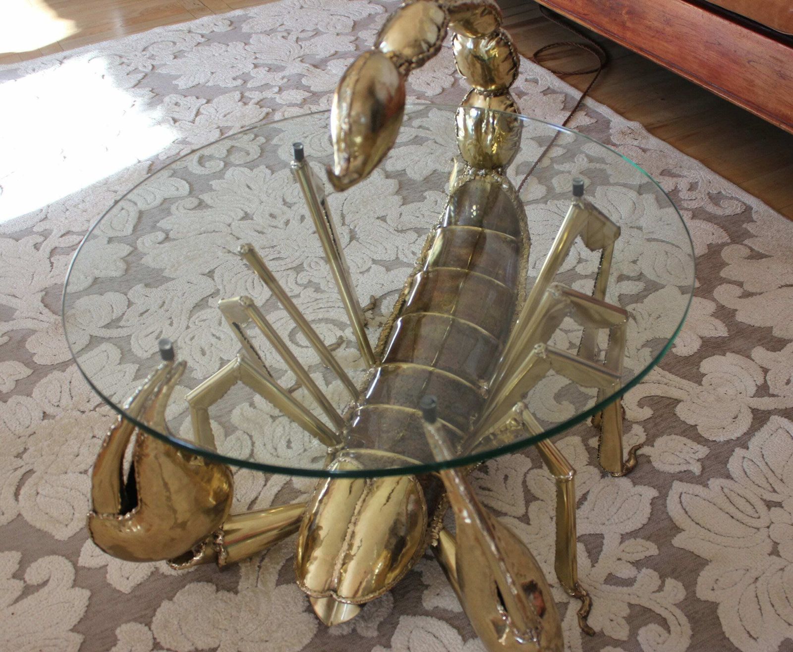 Rare Illuminated Brass Scorpion Coffee Table By Jacques Duval Brasseur photo Furniture