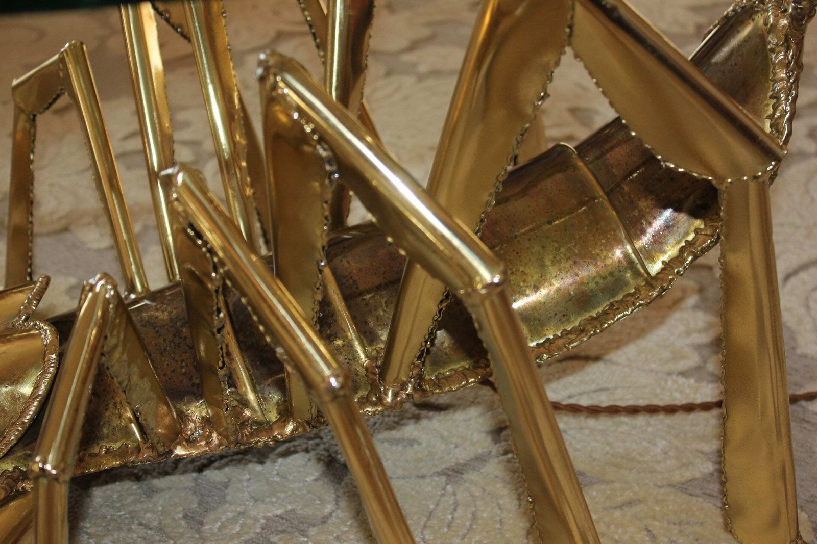 photo for sale Rare Illuminated Brass Scorpion Coffee Table By Jacques Duval Brasseur
