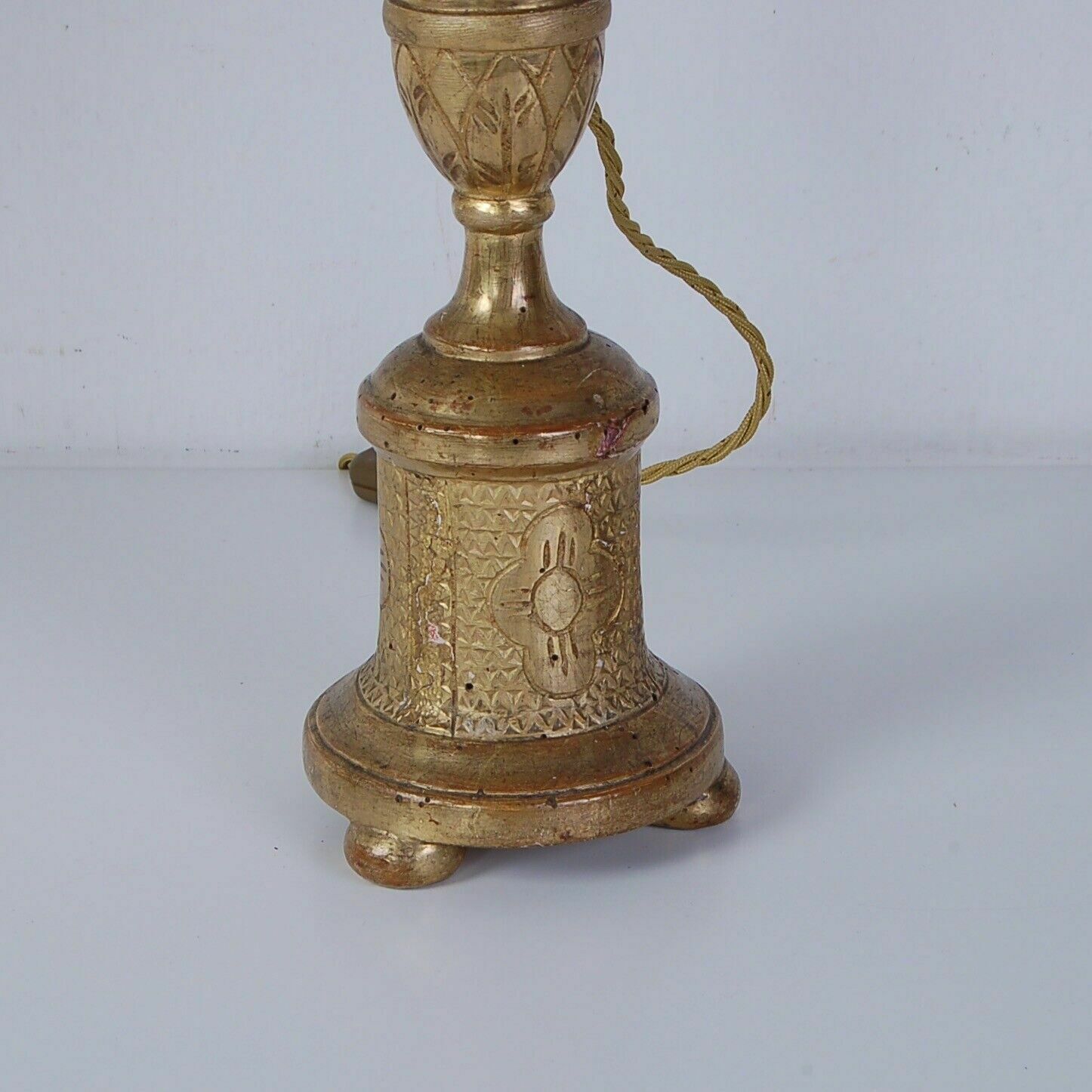 Pair Of Gold Leaf Wooden Candelabras From The Second Half Of The 19th Century, Electrified Lamps photo 489.0