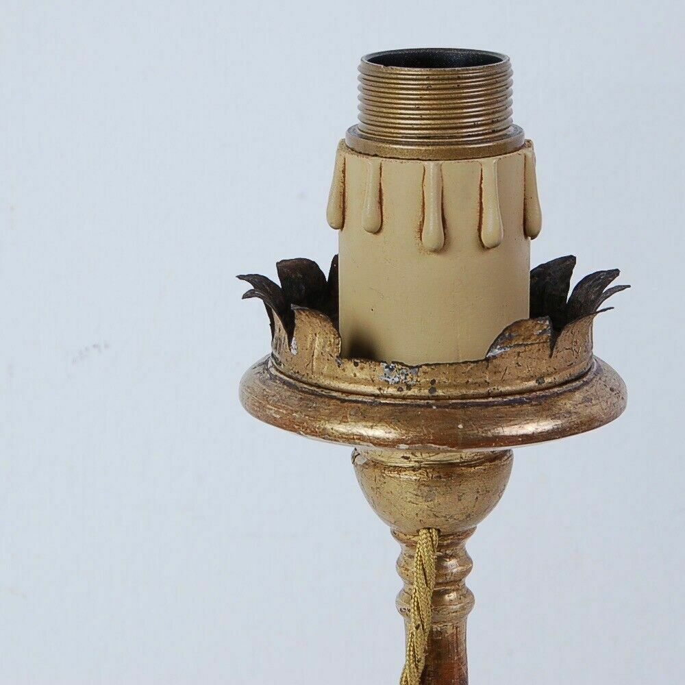 photo buy Pair Of Gold Leaf Wooden Candelabras From The Second Half Of The 19th Century, Electrified Lamps