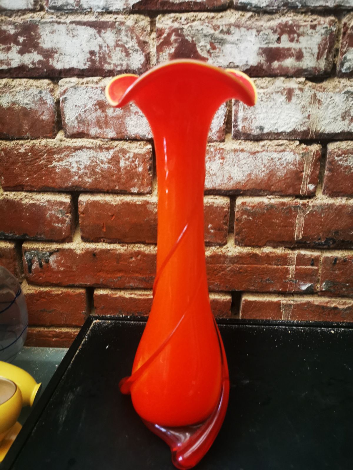 Murano Mid Century Orange And Yellow Vase By Cristalleria Fratelli Betti photo Home Decor