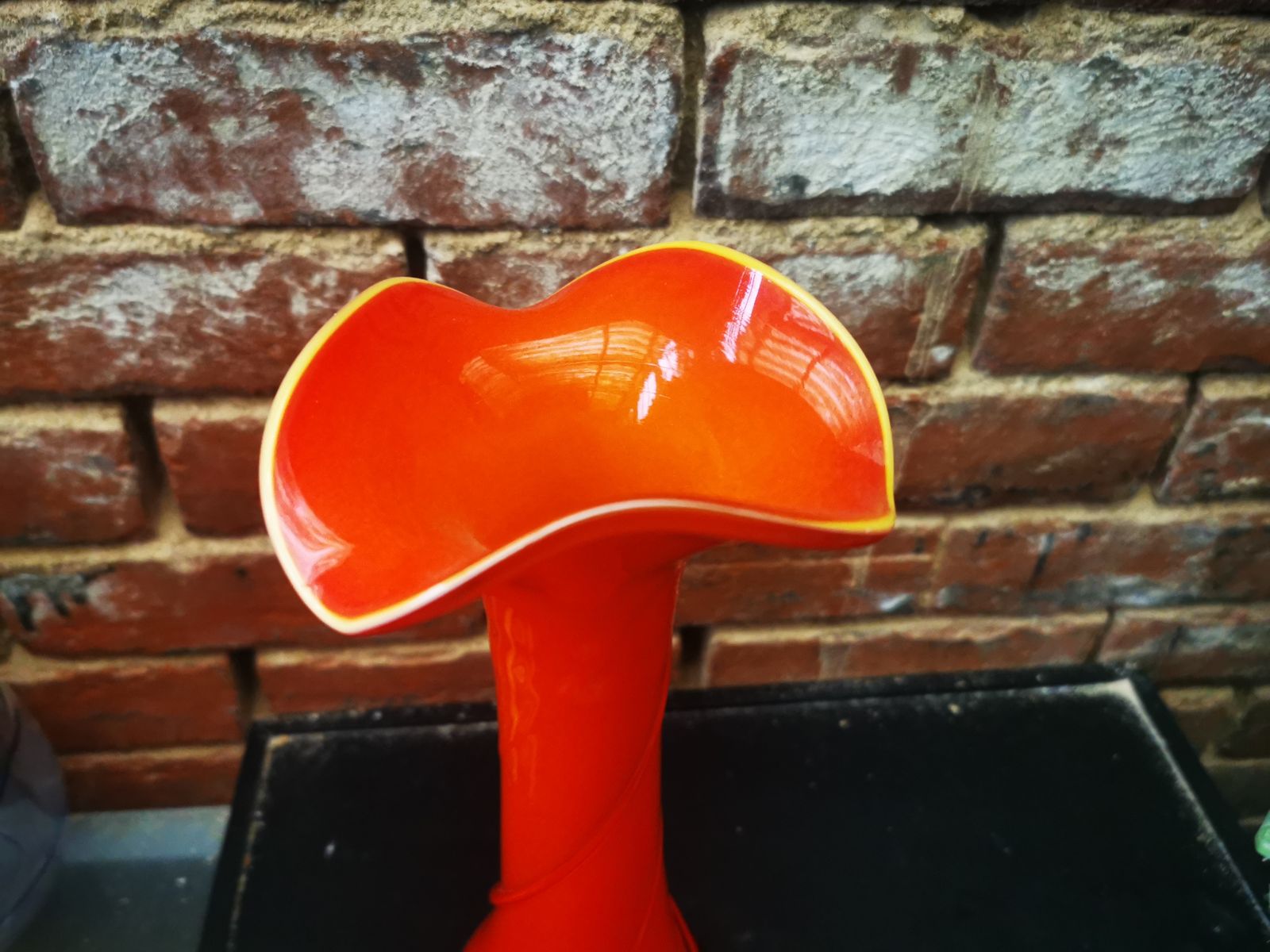 Murano Mid Century Orange And Yellow Vase By Cristalleria Fratelli Betti photo 149.99