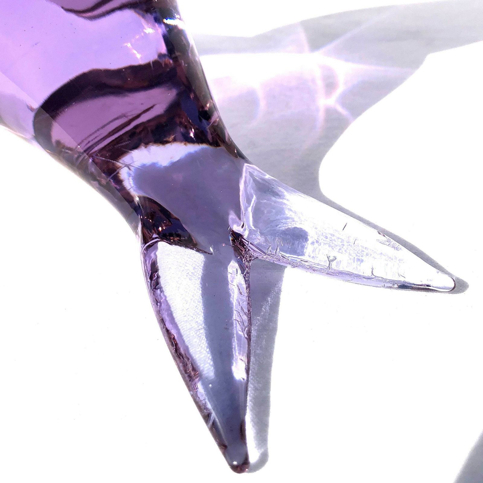 Heavy Vintage Murano Lilac Glass Sea Lion Figurine Sculpture 1960's Italy photo vinterior