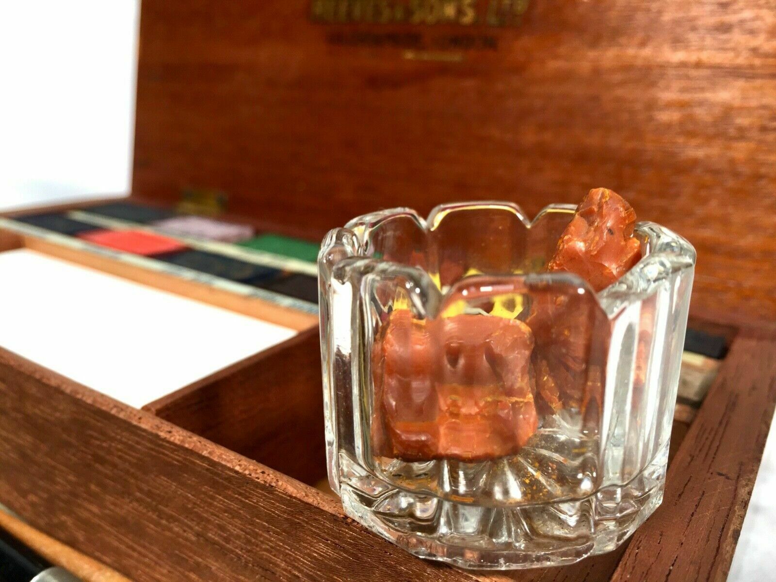 photo for sale Antique Victorian Mahogany Artists Box By Reeves & Son With Block Paints C.1890