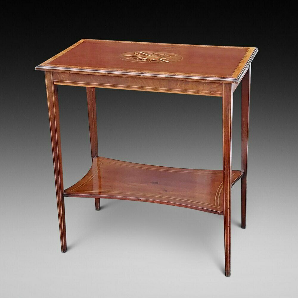 Edwardian Mahogany Marquetry Inlaid Side Table photo for sale