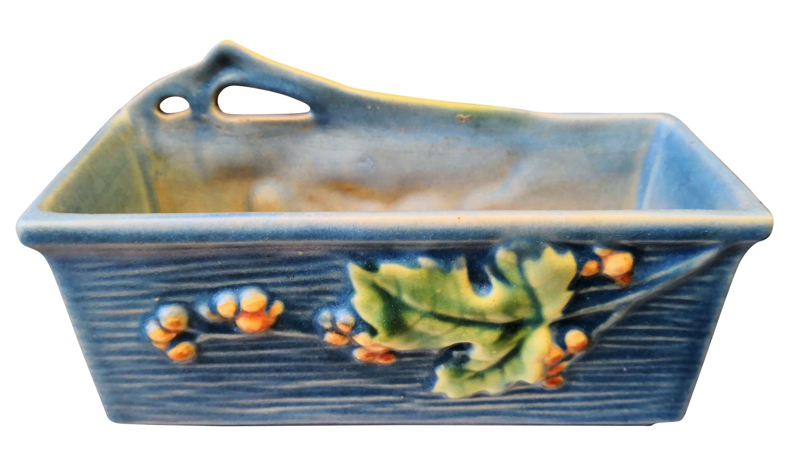 Roseville Art Nouveaus Style Vintage Pottery Bushberry Blue Planter 