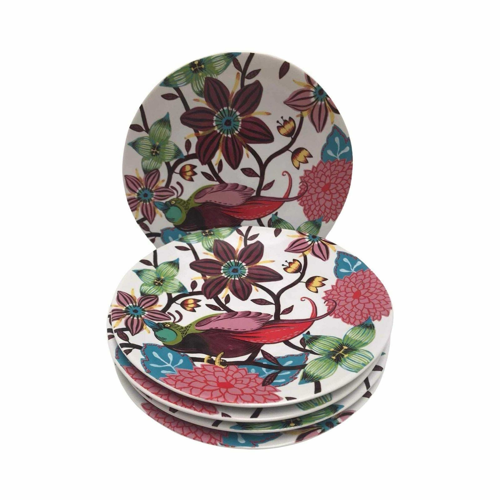 Dinnerware Set Bird Flowers 5 Dessert Entree Cheese Plates Genevieve Lethu Pattern Toucana French Porcelain Wedding Gift Cream Table Decor