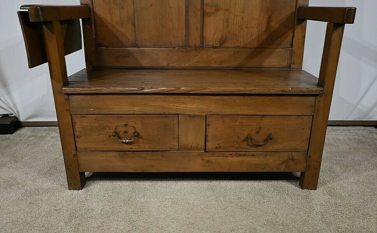 Furniture Rare Cantou Fireplace Bench In Cherry And Chestnut – 2nd Half Of The 19th Century photo
