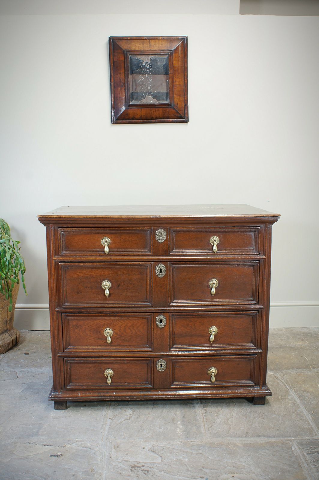 17th Century Moulded Oak Chest Of Drawers.