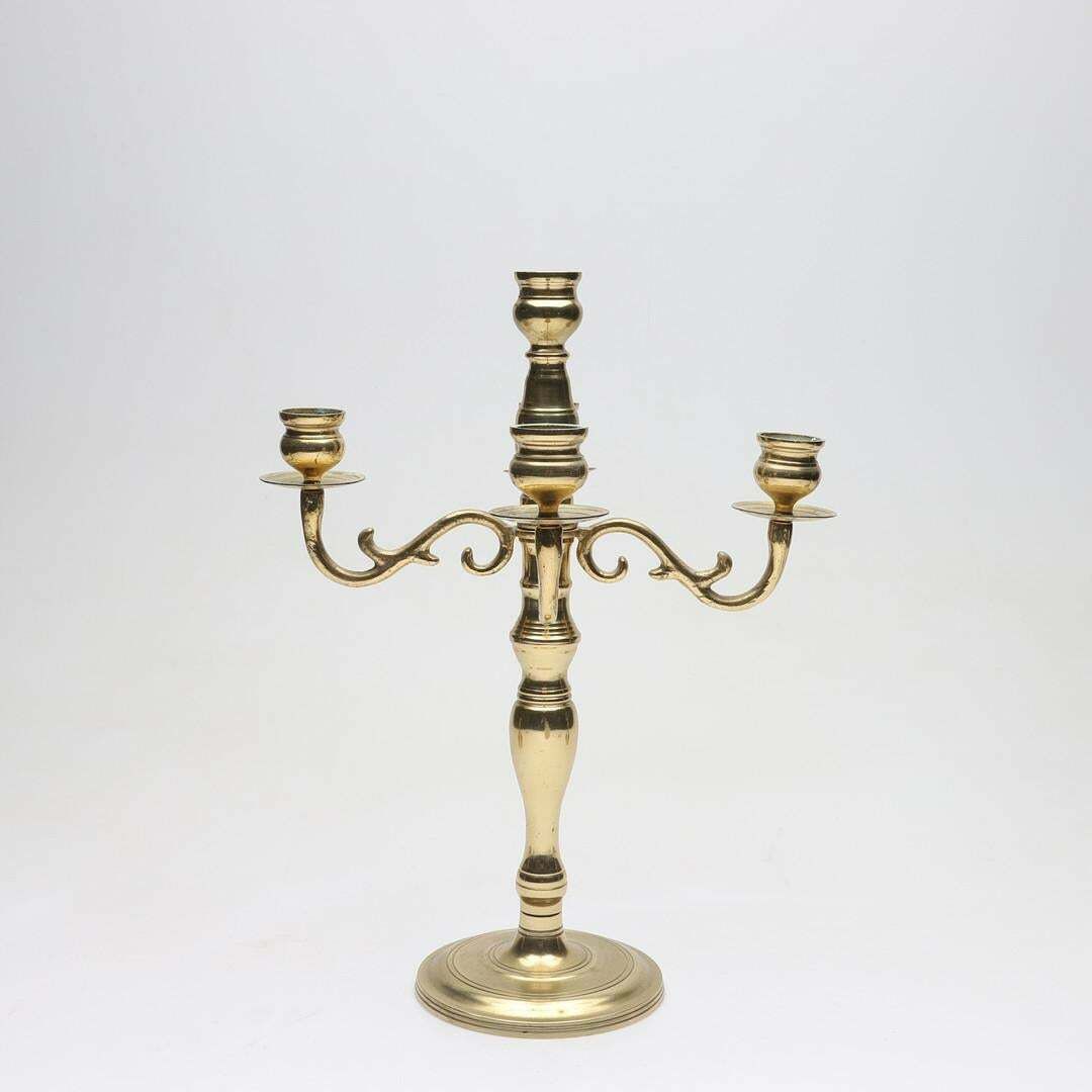 Antique Candlelabra Golden Art Deco Style Candlesticks, A Set Of 5 Bronze photo for sale