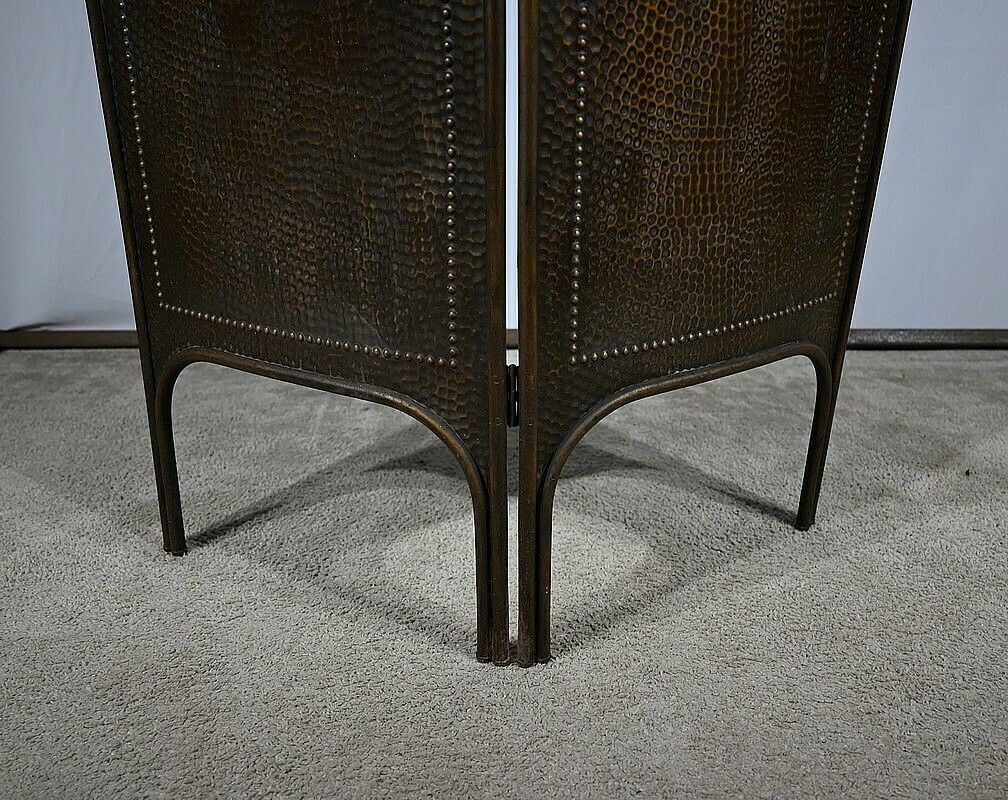 photo vinterior Screen In Aged Brass, Art Nouveau – 1900