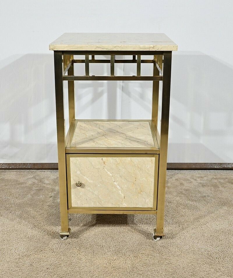 Small Bedside Cabinet In Marble And Brass – Early 20th Century photo furniture
