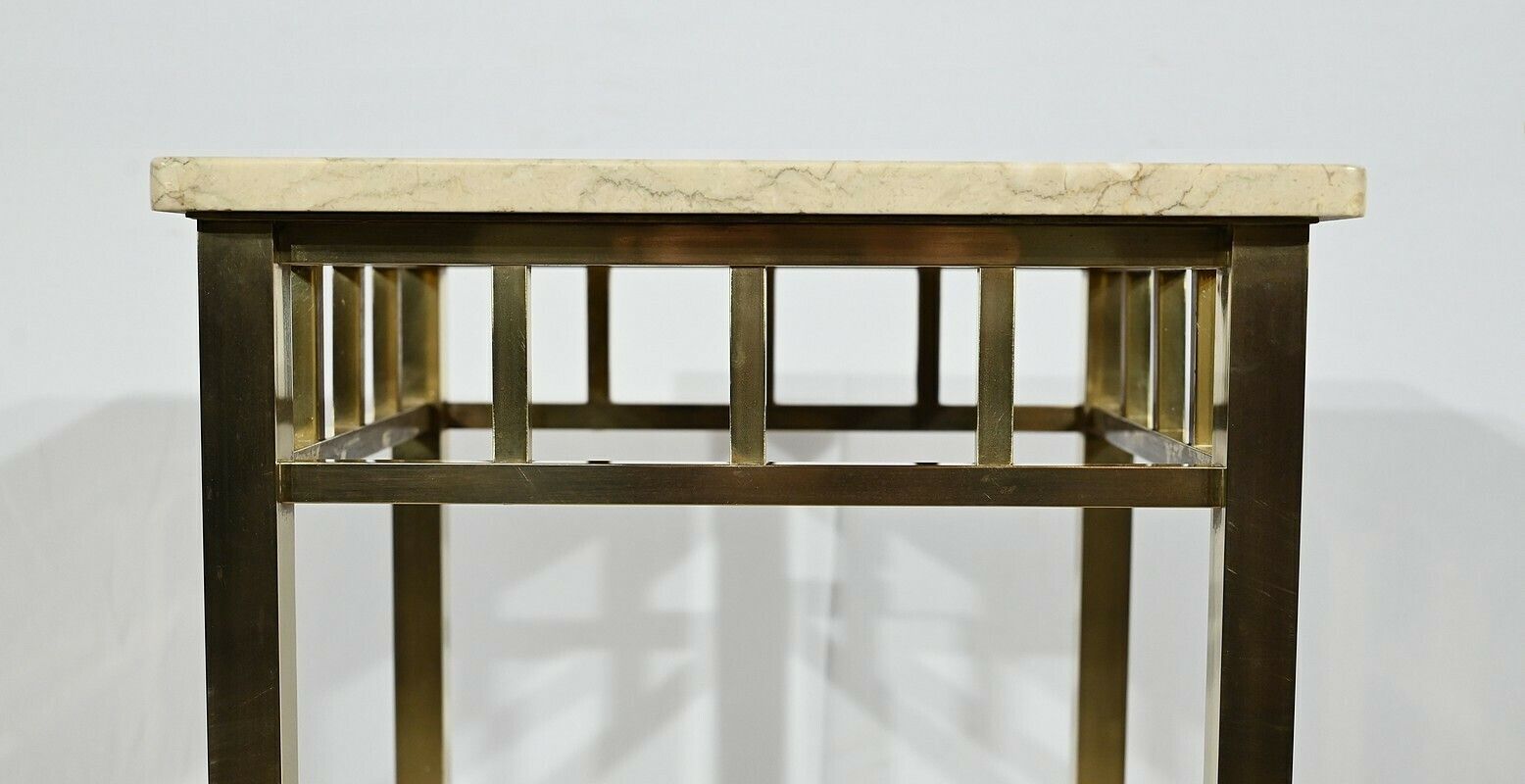 Small Bedside Cabinet In Marble And Brass – Early 20th Century photo vinterior