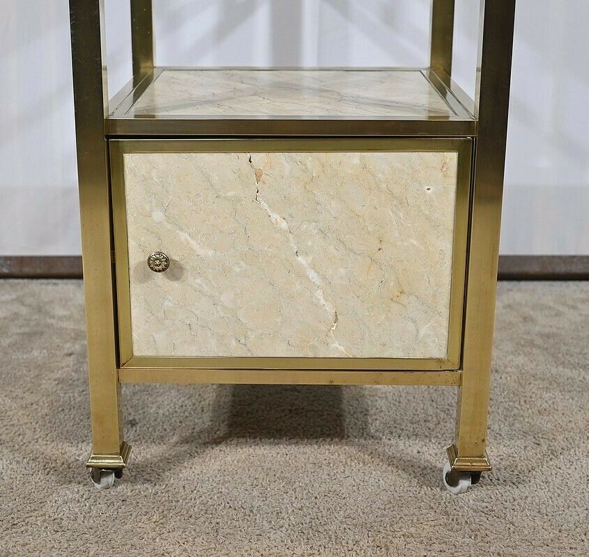 Small Bedside Cabinet In Marble And Brass – Early 20th Century photo vintage