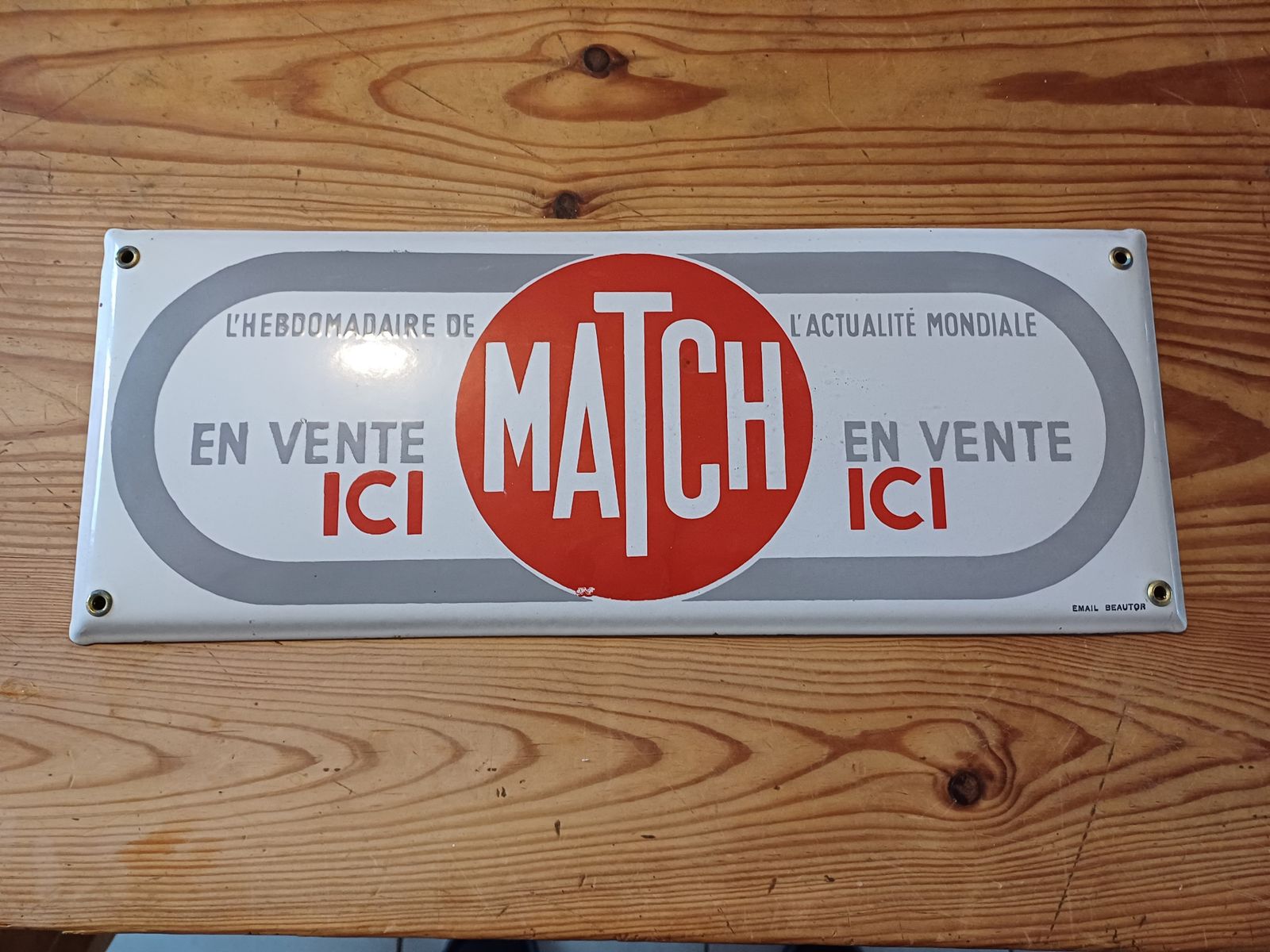Enameled Plate Paris Match Beautor Enamel 1960s