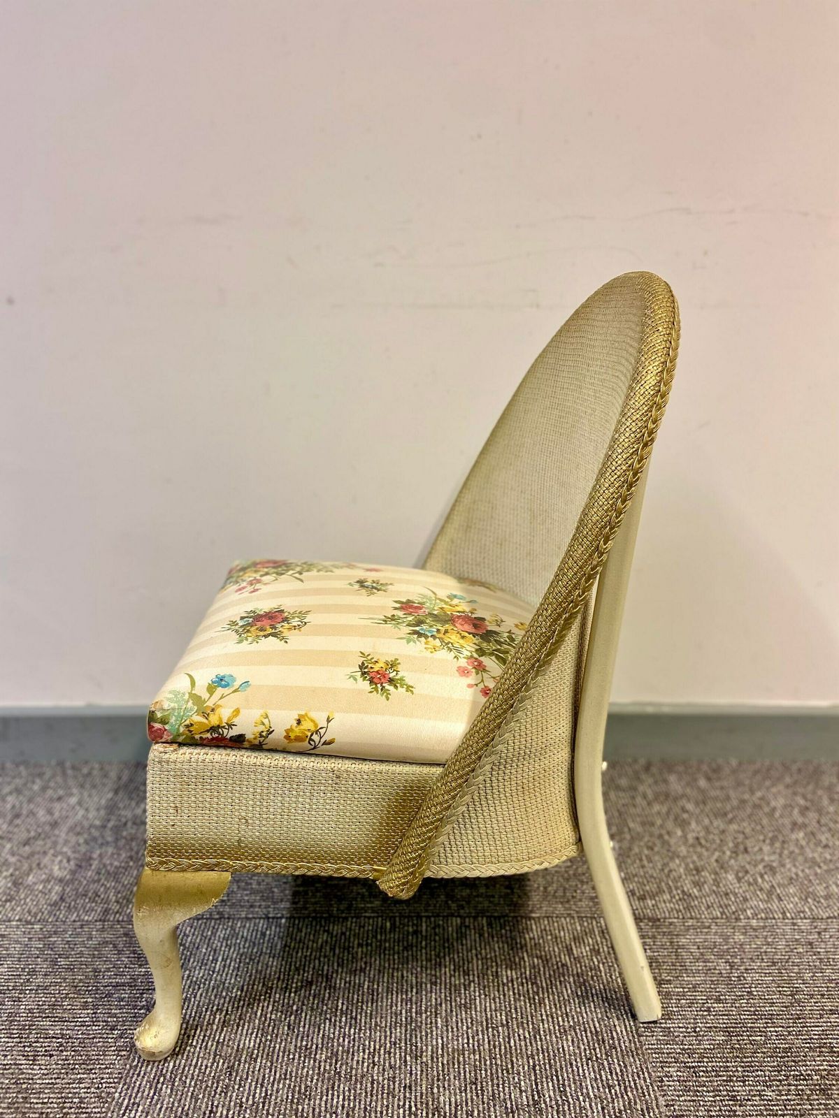 Vintage Small Lloyd Loom Boudoir Chair / Made In England 1950s photo Furniture
