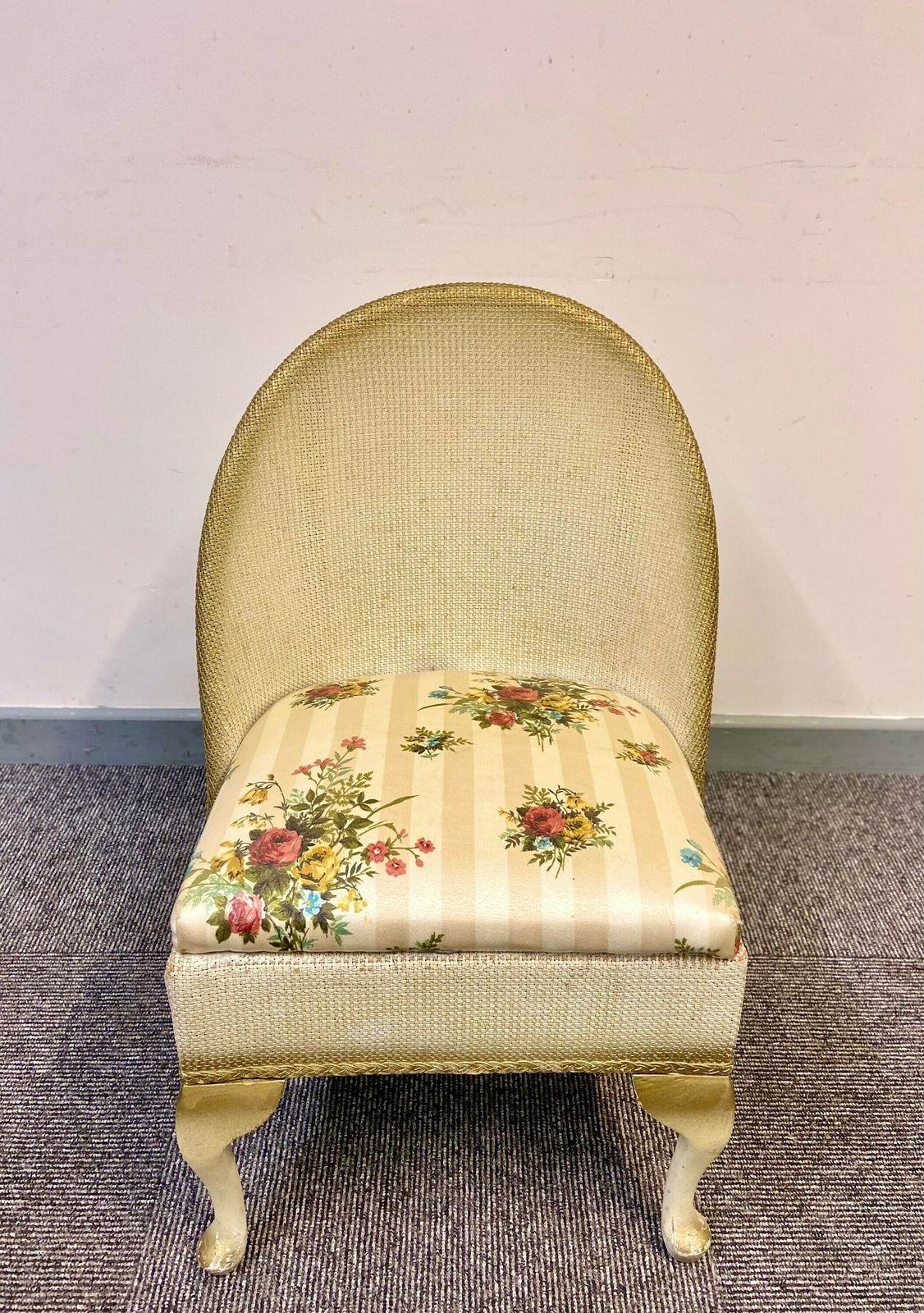 Vintage Small Lloyd Loom Boudoir Chair / Made In England 1950s photo vintage