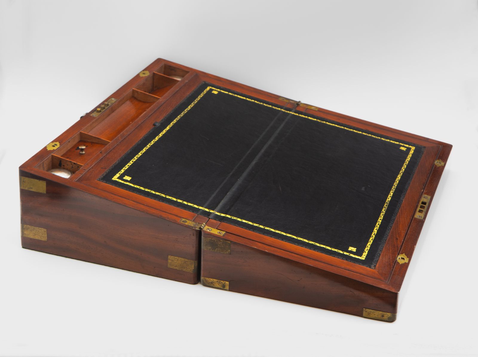 19th Century Large Flame Mahogany Brass Bound Writing Slope photo furniture